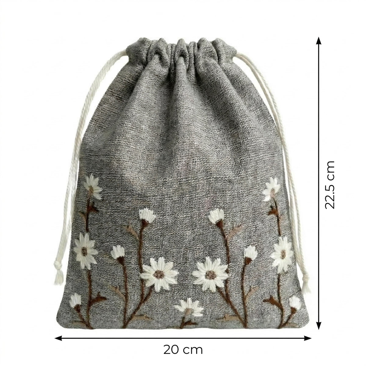 Floral Brown Embroidered Drawstring Bag – EcoCarry
