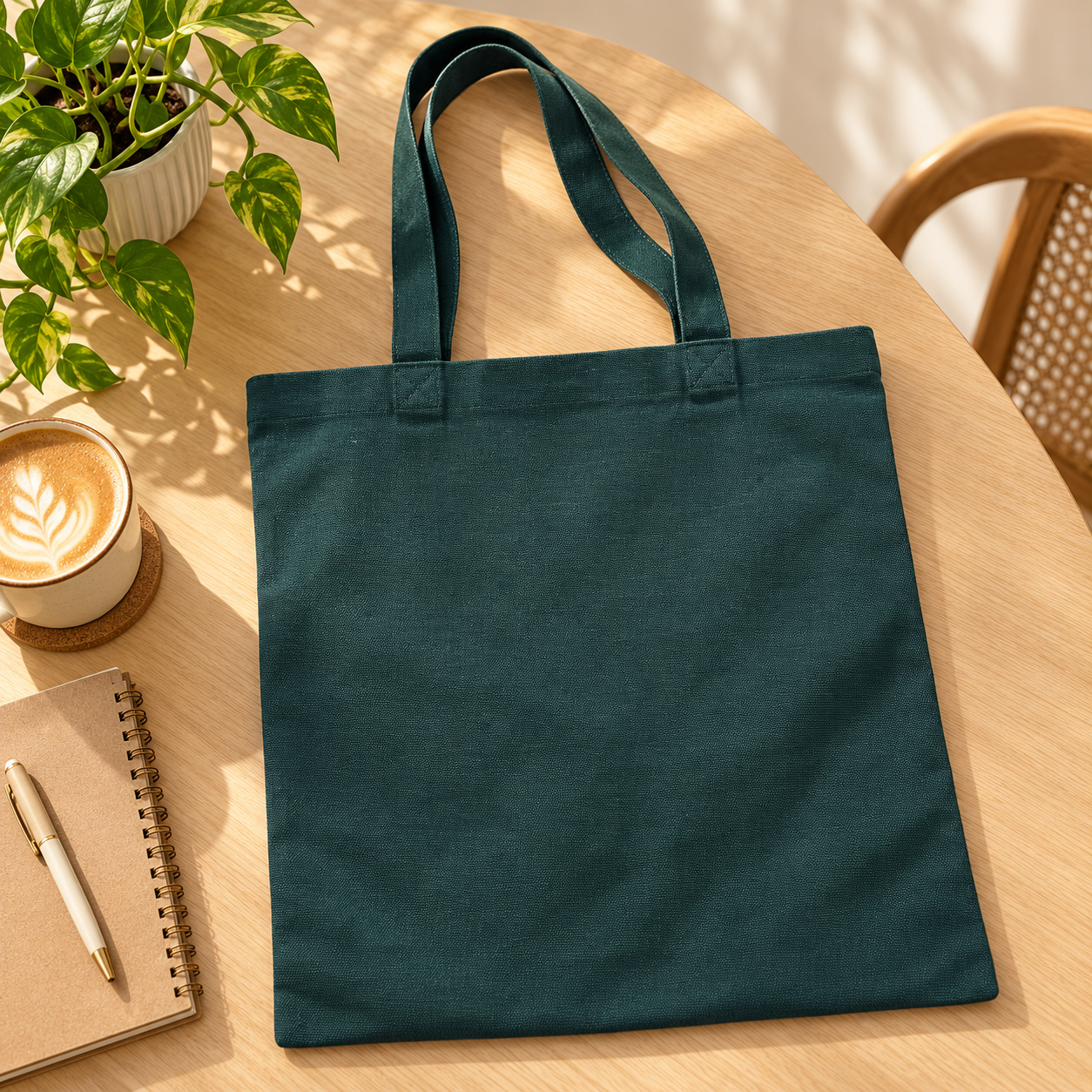 Plain 14.5x15.5 Dark Green Cotton Canvas Tote Bag | 350 GSM