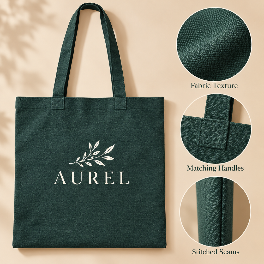 14.5x15.5 Dark Green Cotton Canvas Tote Bag | 350 GSM