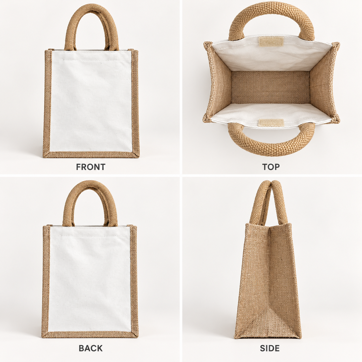Plain 8x10x5.5 Natural Small Jute & Canvas Hamper Bag