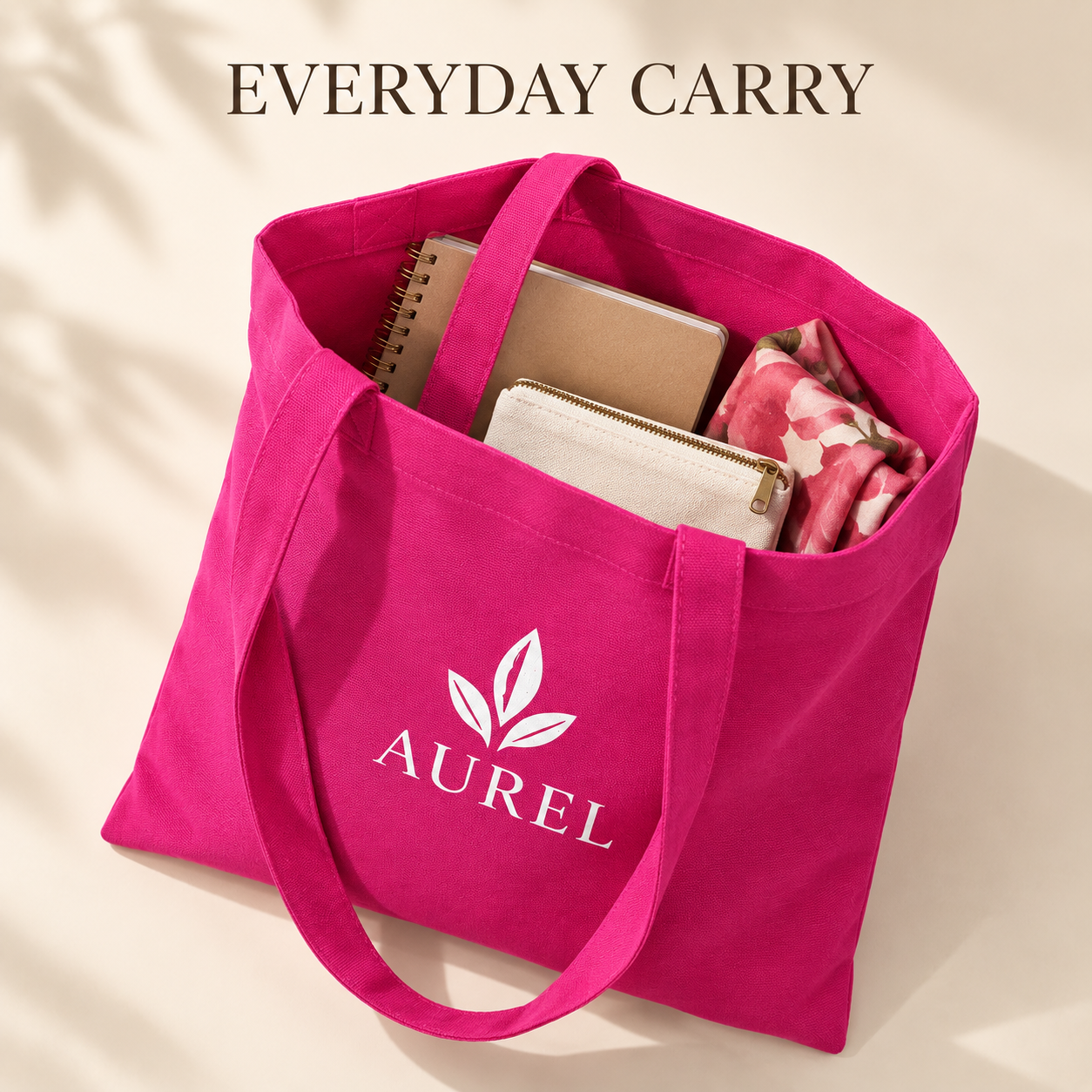 14.5x15.5 Pink Cotton Canvas Tote Bag | 350 GSM