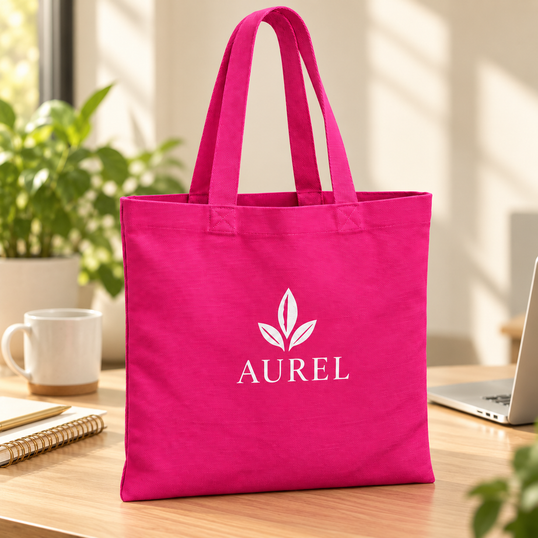 14.5x15.5 Pink Cotton Canvas Tote Bag | 350 GSM