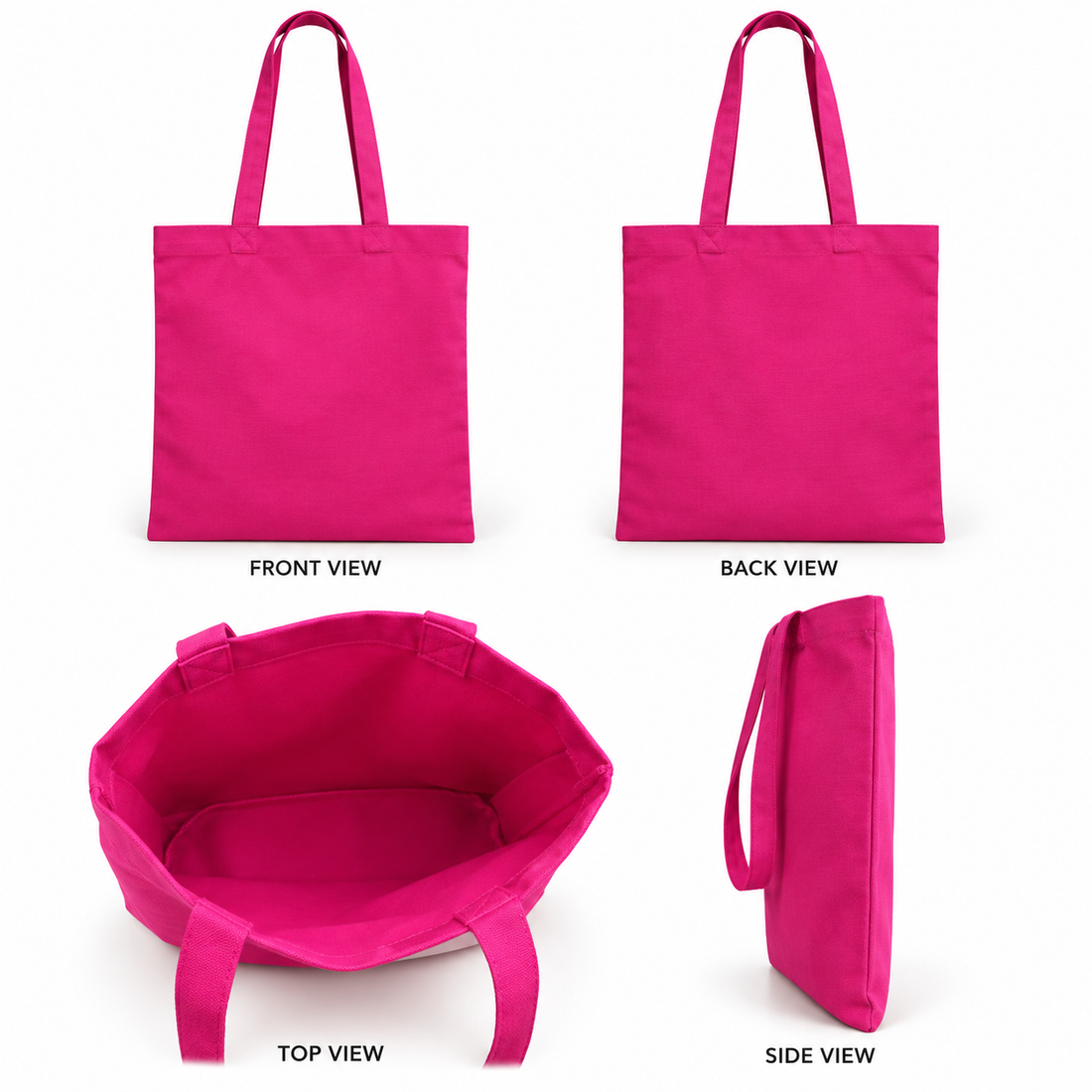 Plain 14.5x15.5 Pink Cotton Canvas Tote Bag | 350 GSM