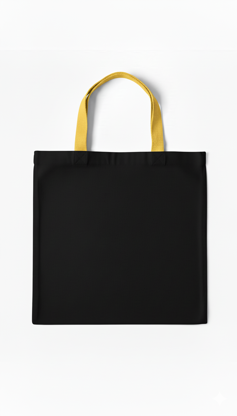 Black Tote Bag | Pure Cotton 330 GSM | Durable & Strong | 13x15 Inch | Reusable, Eco-Friendly Shopping & Gifting Bag