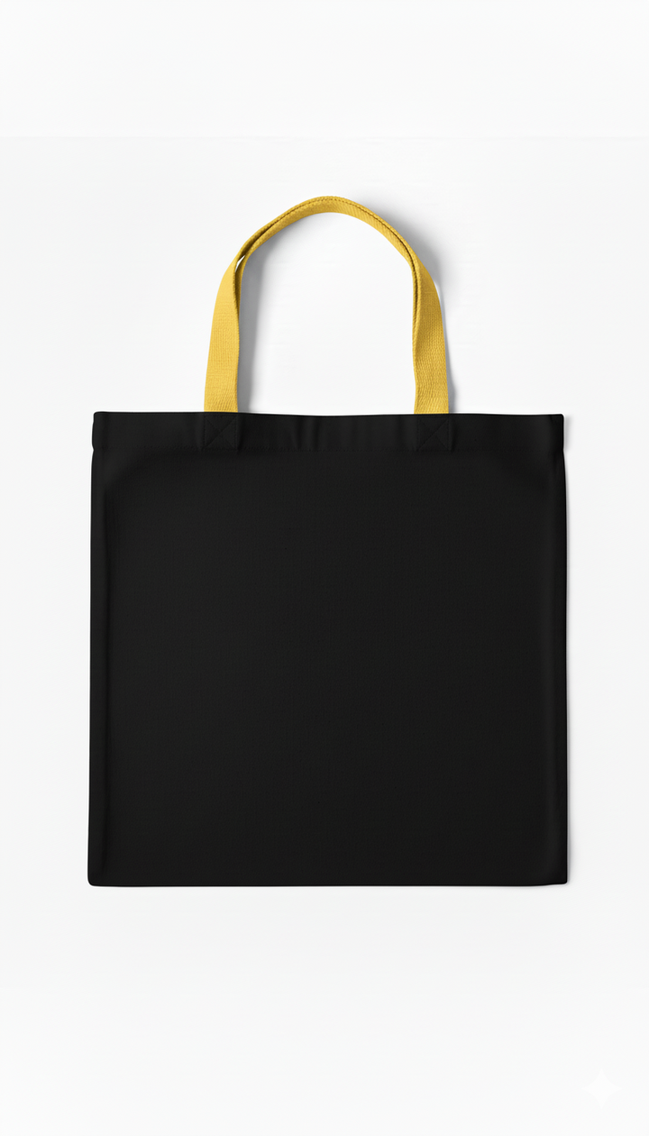 Black Tote Bag | Pure Cotton 330 GSM | Durable & Strong | 13x15 Inch | Reusable, Eco-Friendly Shopping & Gifting Bag