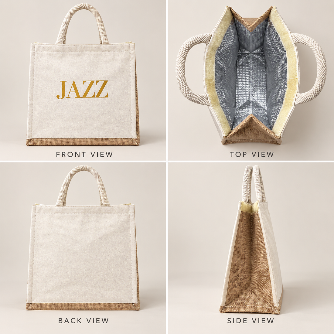 12x13.5x6.5 Natural Insulated Canvas Cooler Bag | 310 GSM