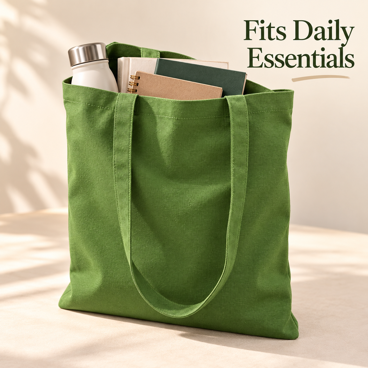 Plain 14.5x15.5 Olive Green Cotton Canvas Tote Bag | 350 GSM
