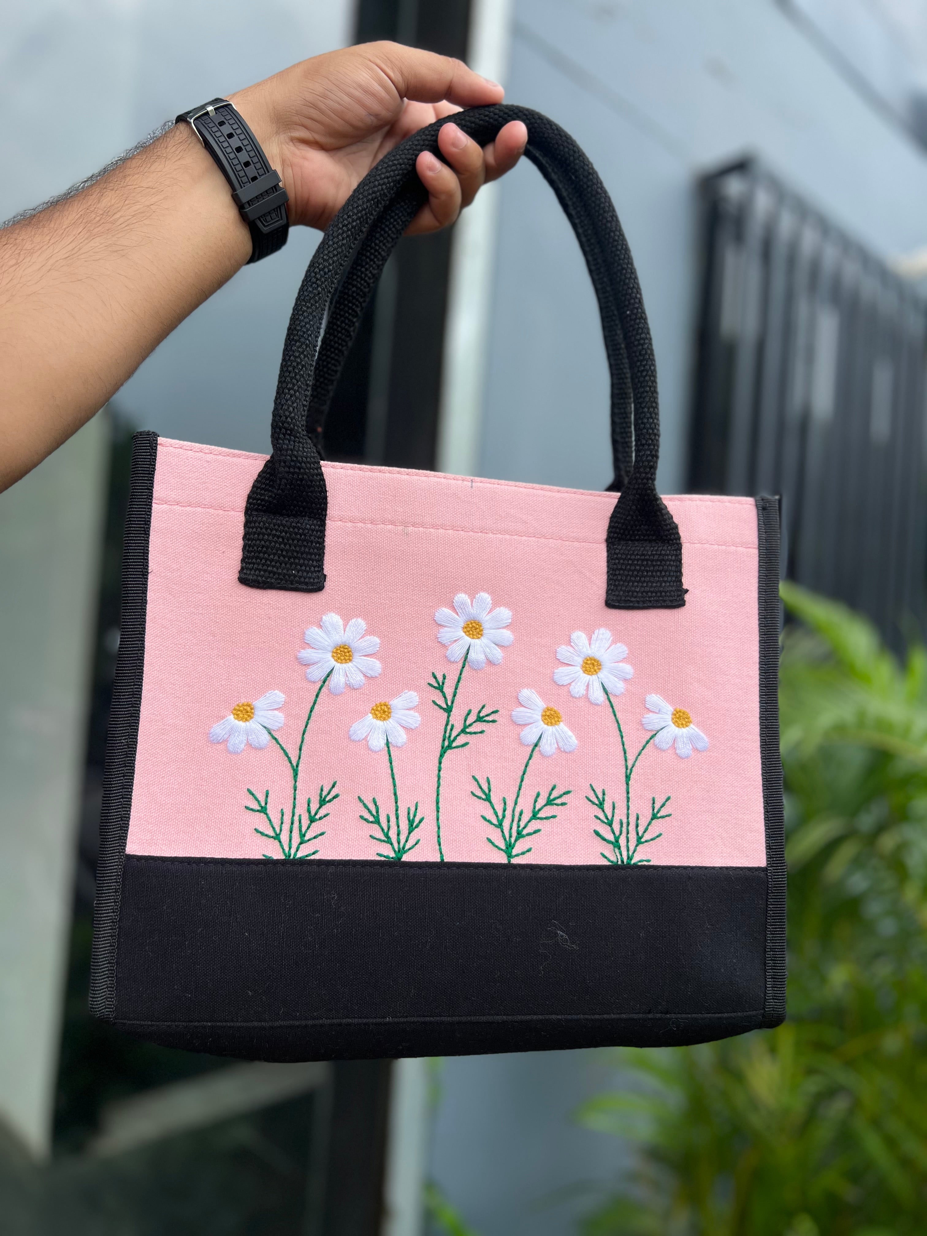 Pink Floral Tote Bag