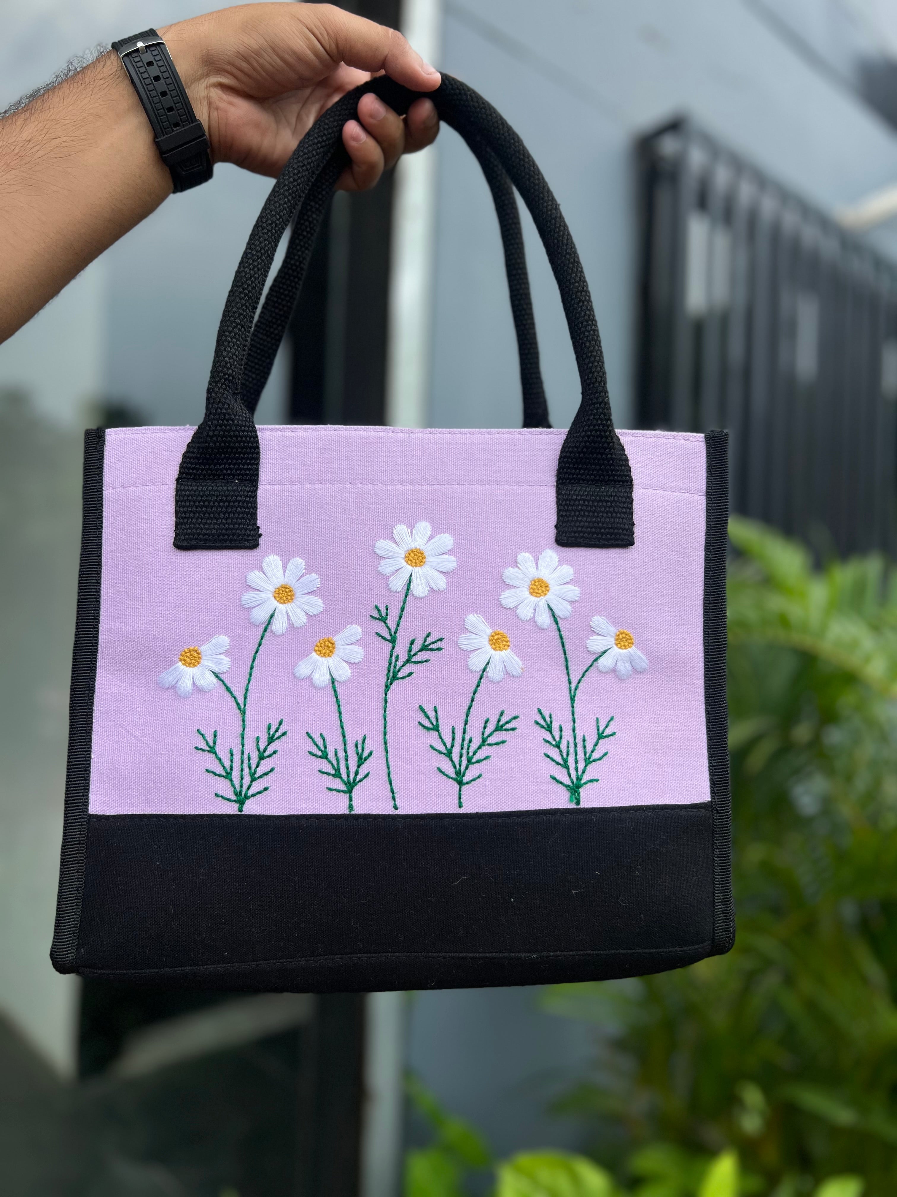 Purple Floral Tote Bag