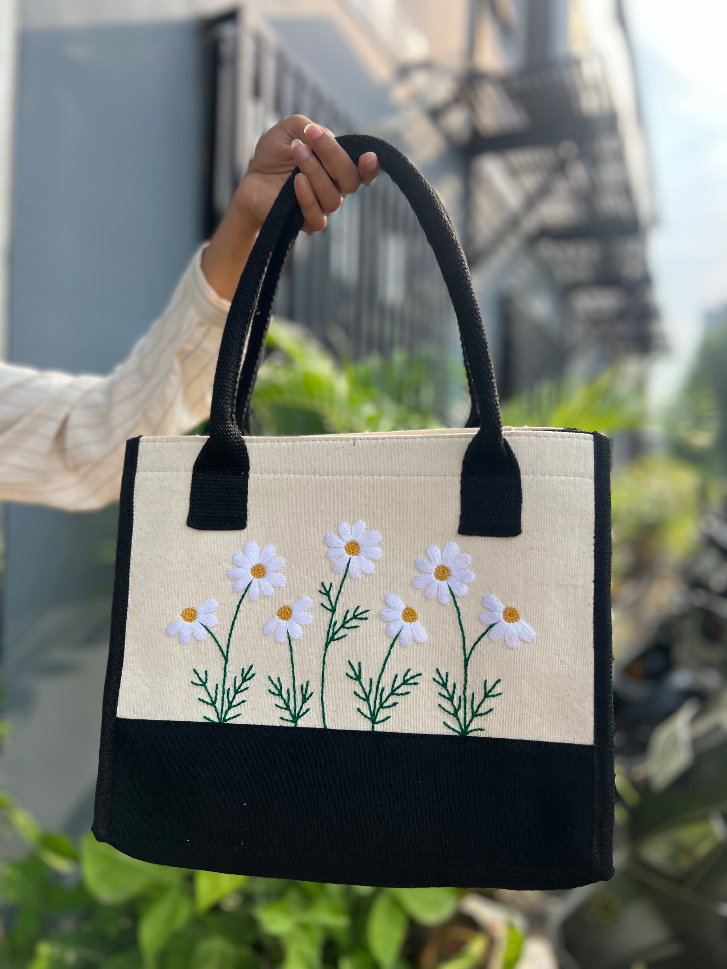 Off-White Floral Tote Bag