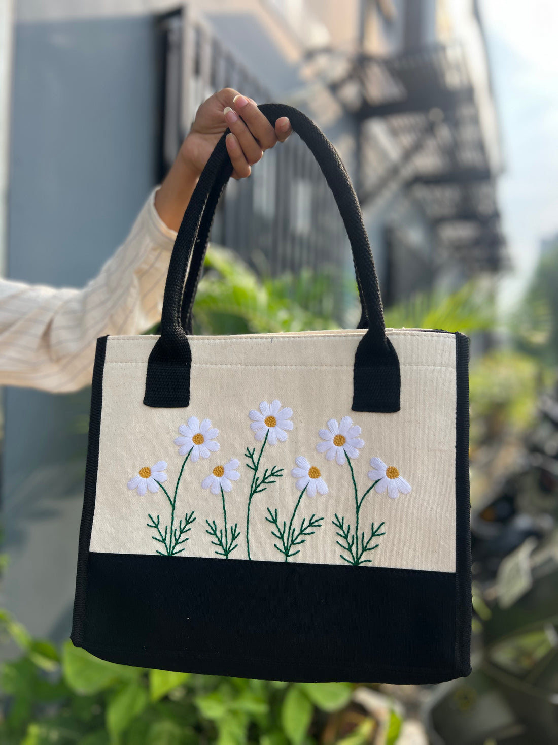 Off-White Floral Tote Bag