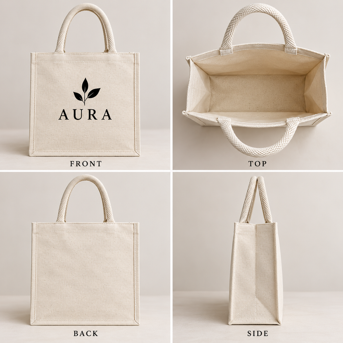 12x12x6 Ivory Laminated Canvas Gift Bag | 310 GSM