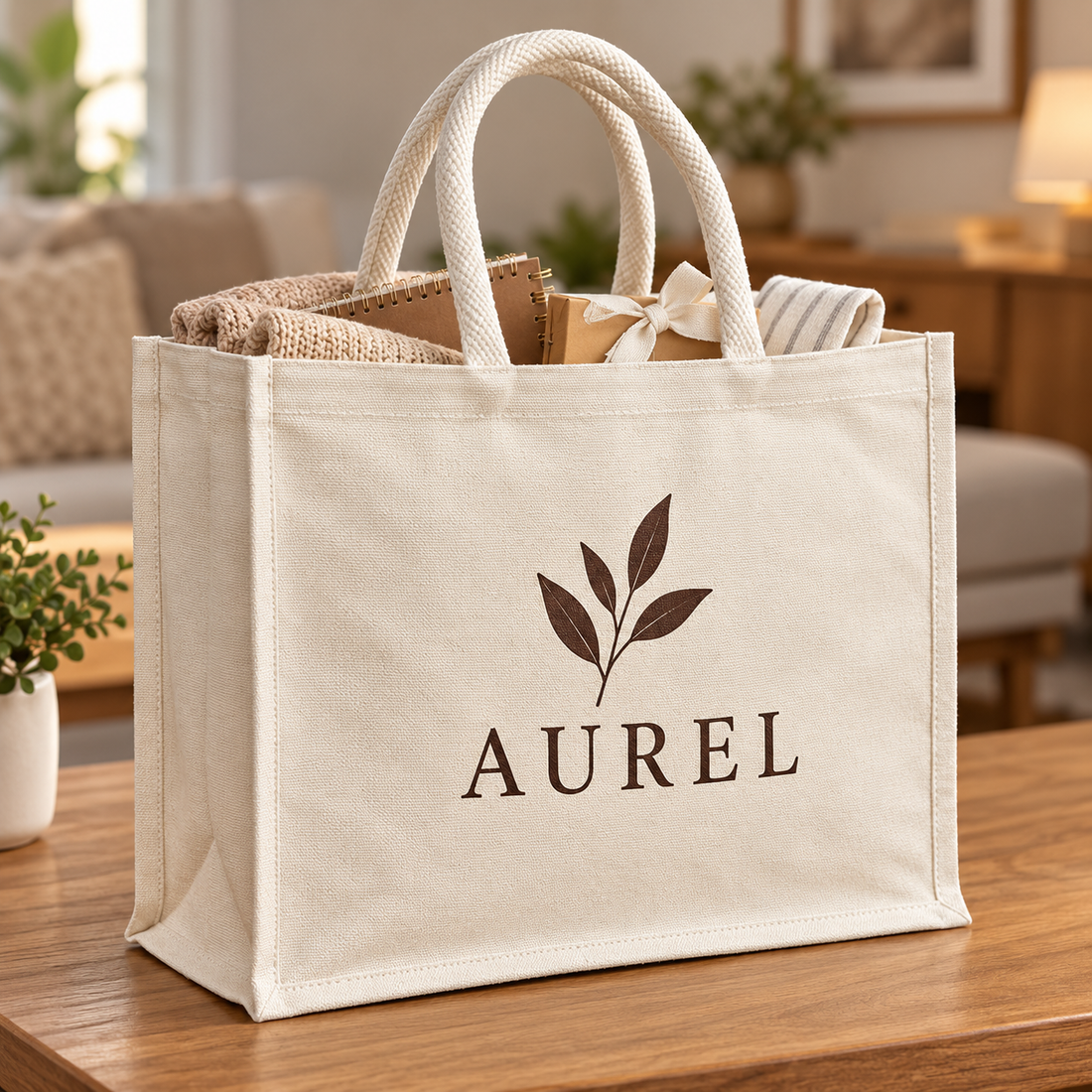 16x13x6 Ivory Laminated Canvas Shopping Bag | 310 GSM