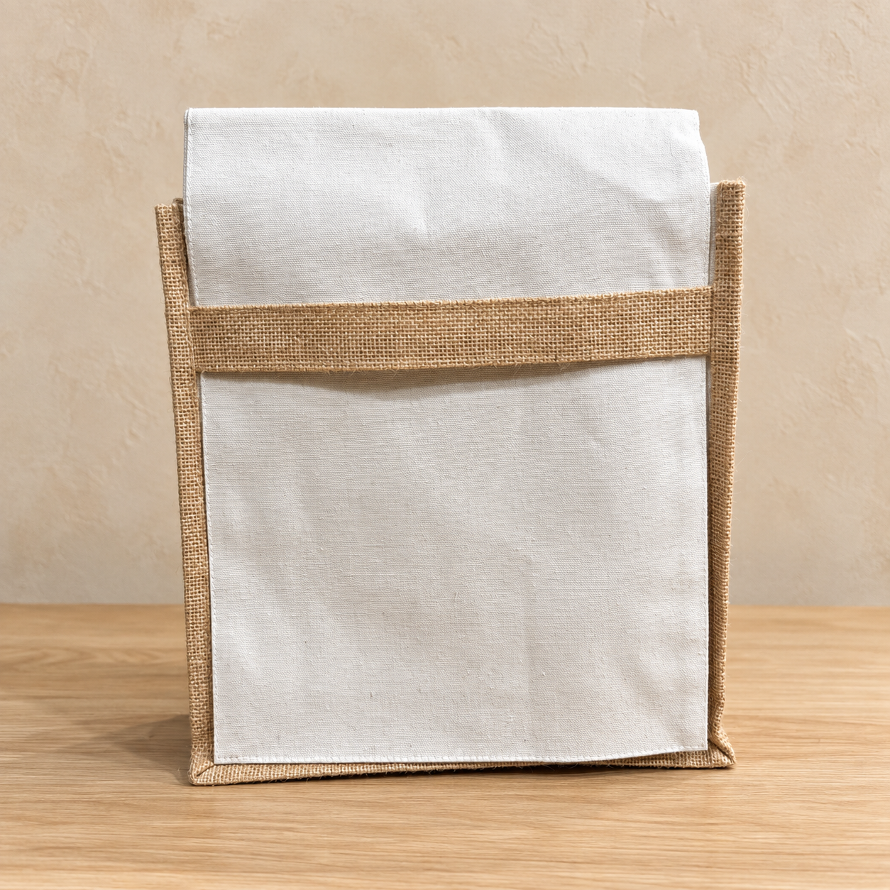Plain Natural Jute & Canvas Laptop messenger Bag | 220 GSM