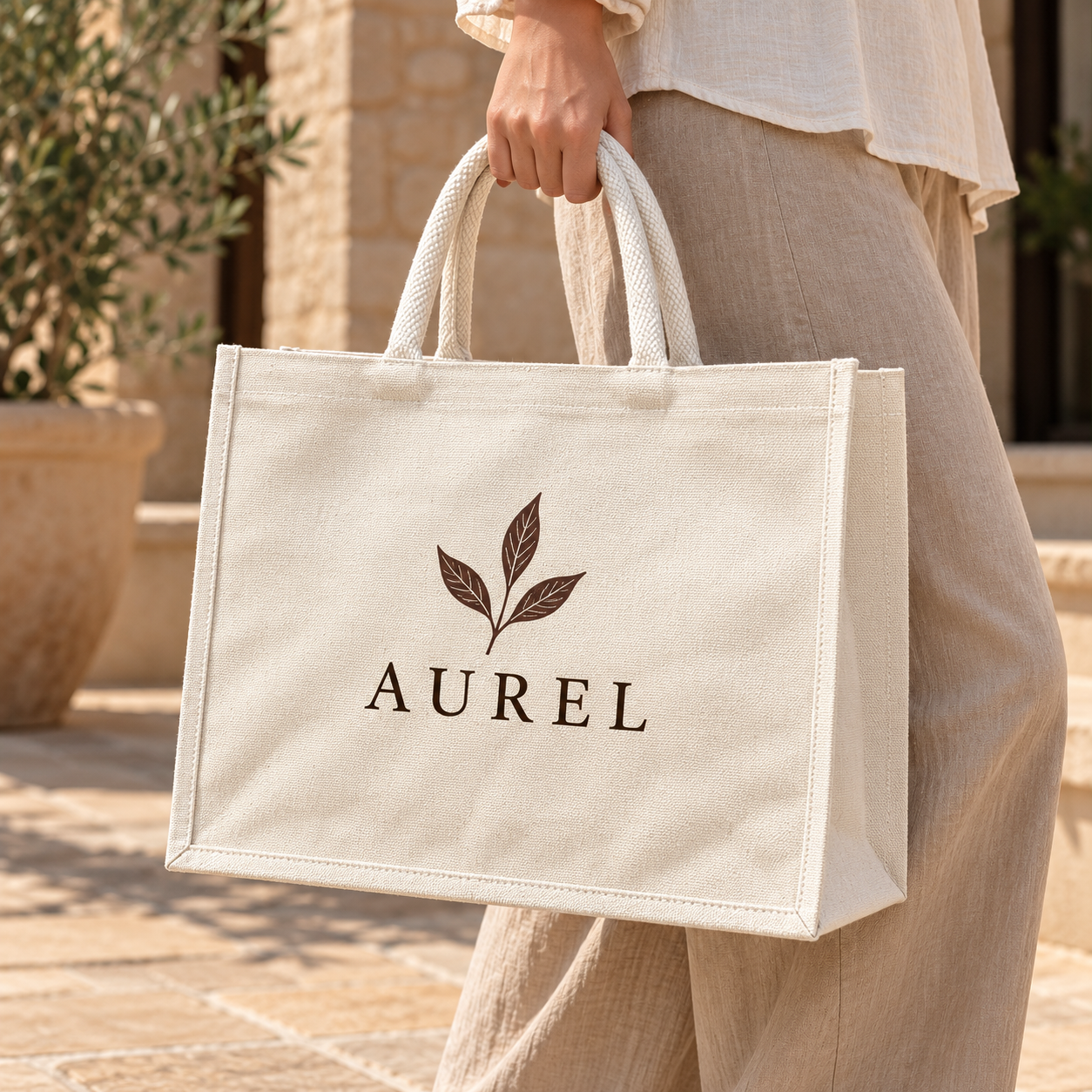 16x13x6 Ivory Laminated Canvas Shopping Bag | 310 GSM