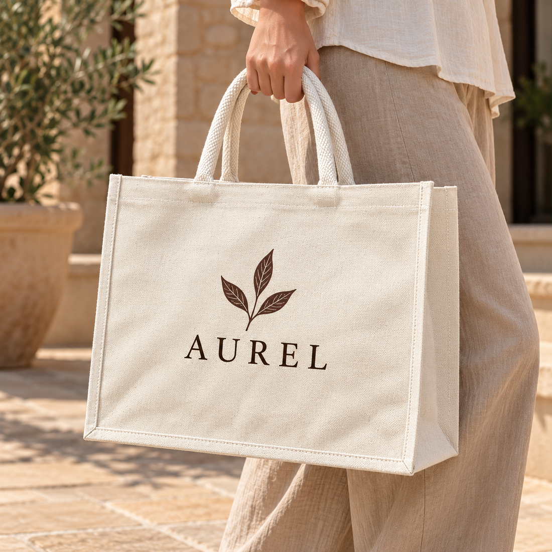 16x13x6 Ivory Laminated Canvas Shopping Bag | 310 GSM
