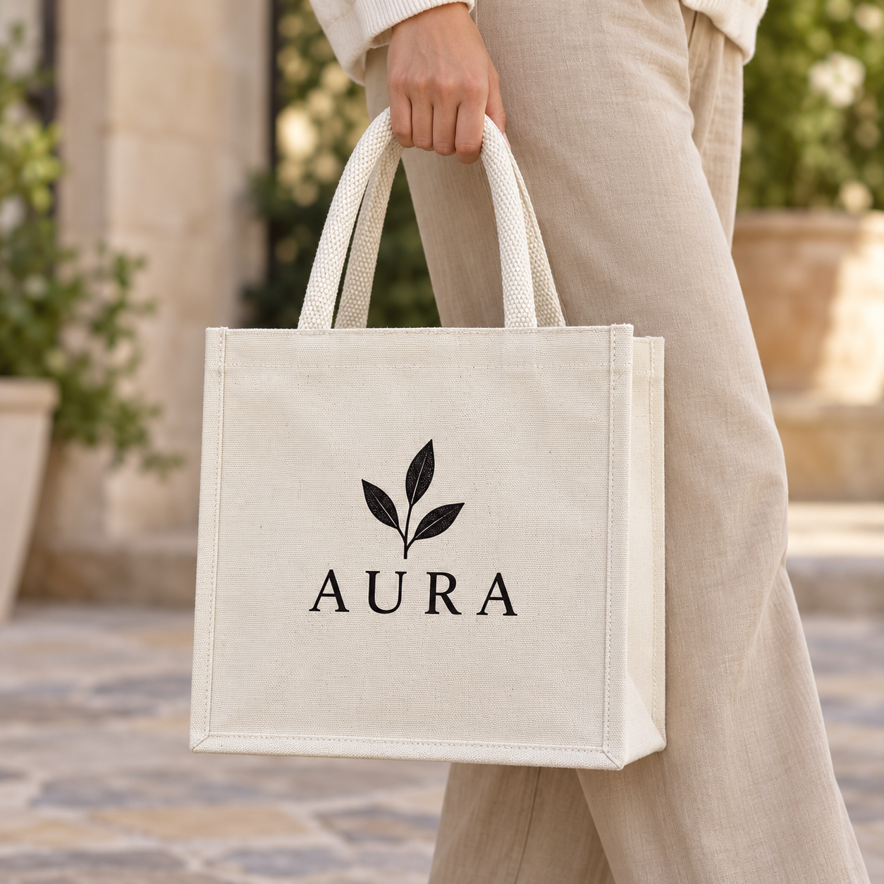 12x12x6 Ivory Laminated Canvas Gift Bag | 310 GSM