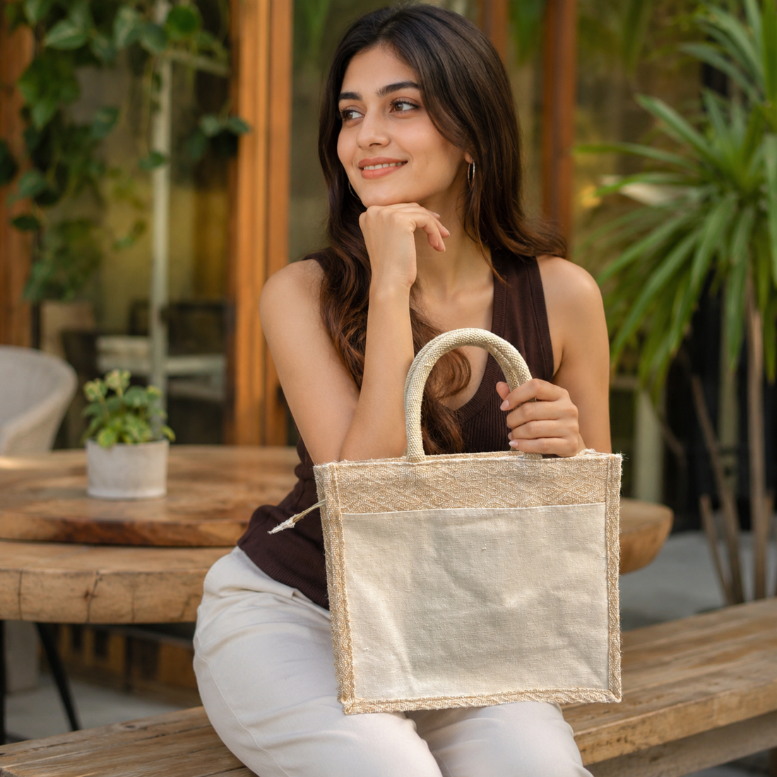 Kaju Katli Hamper Bag with Double-Sided Pockets