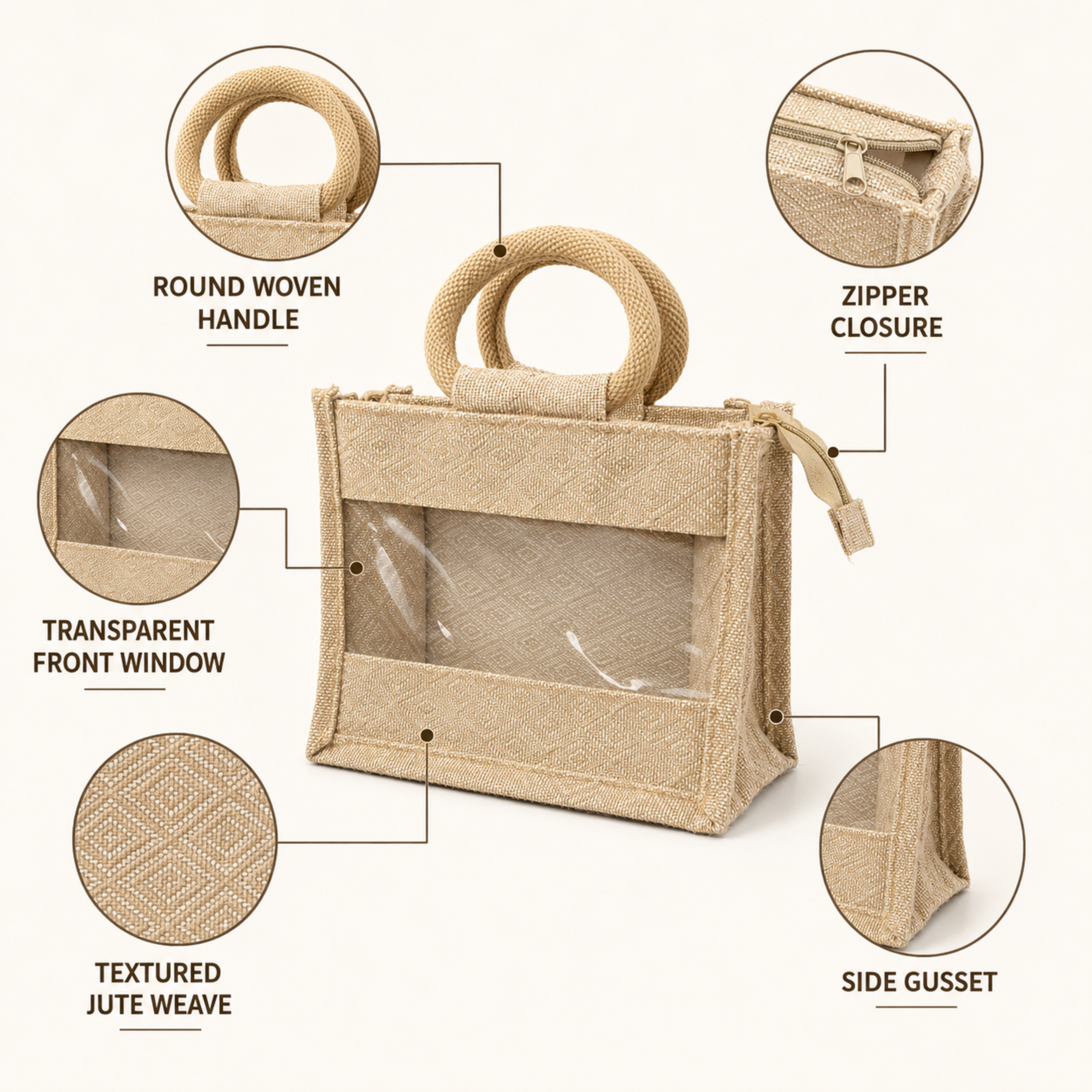Kajukatli Jute Bag with Window