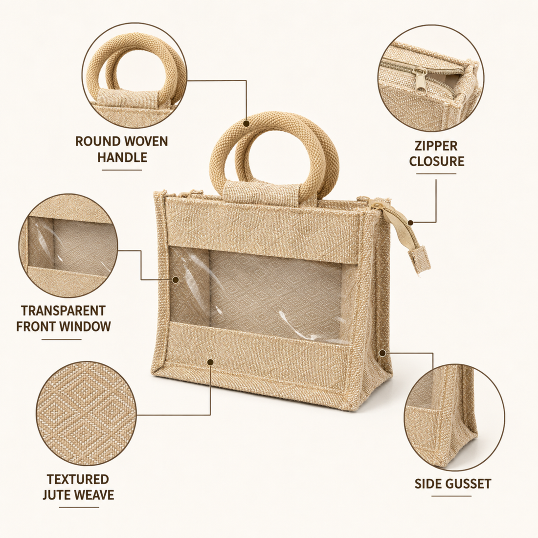 Kajukatli Jute Bag with Window