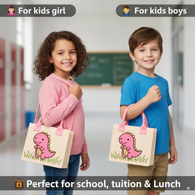 Dinosaur Embroidery Kids Tote Bag