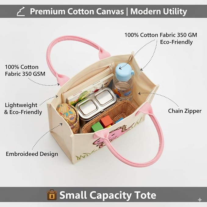 Dinosaur Embroidery Kids Tote Bag