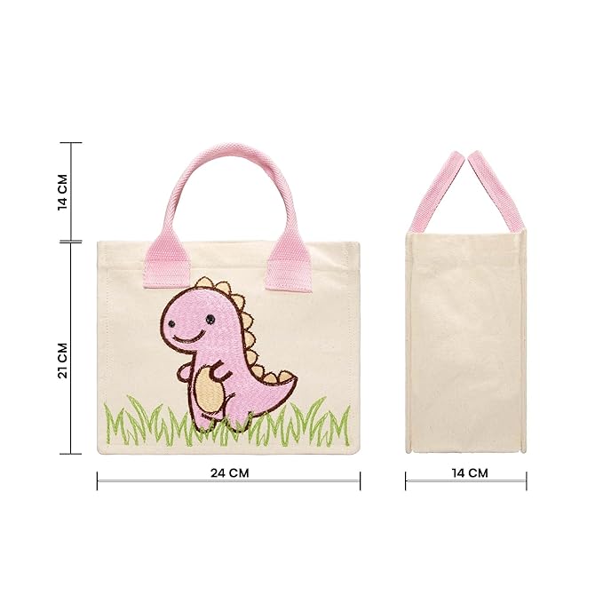 Dinosaur Embroidery Kids Tote Bag