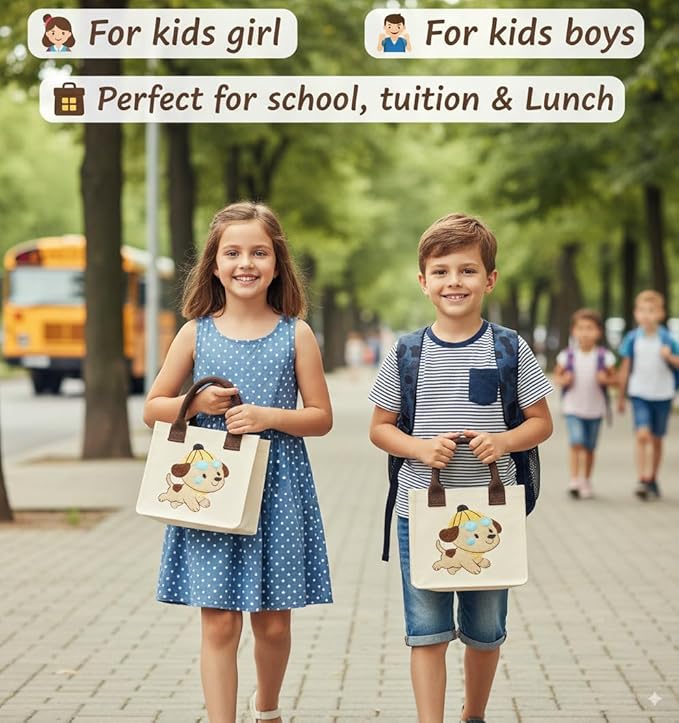 Dog Embroidery Kids Tote Bag