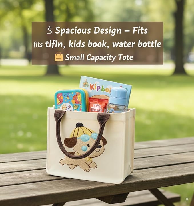 Dog Embroidery Kids Tote Bag