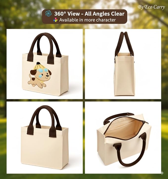 Dog Embroidery Kids Tote Bag