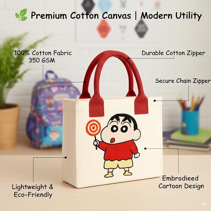Shinchan Embroidery Kids Tote Bag