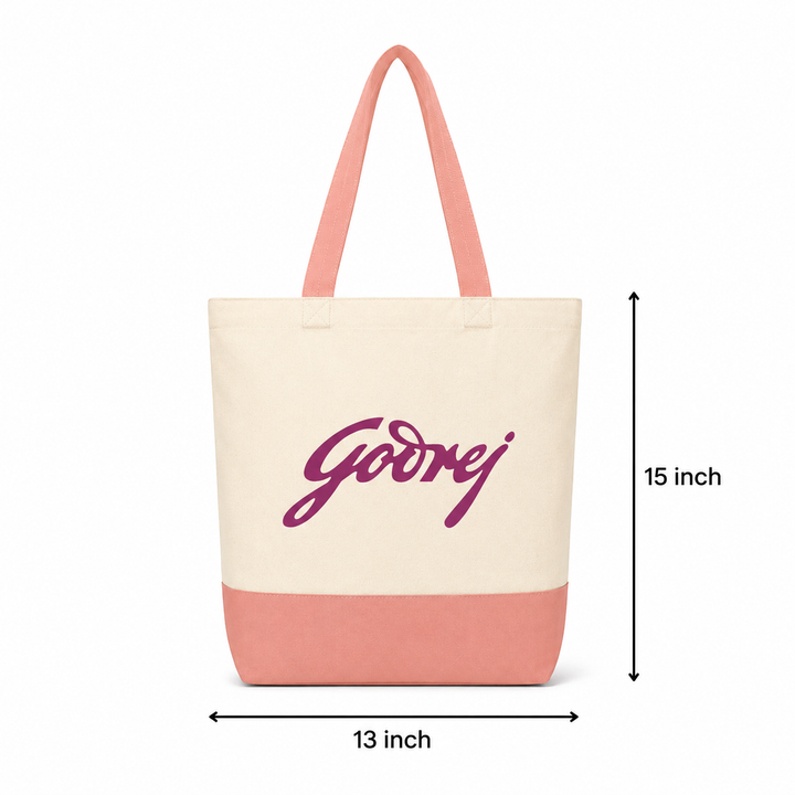 Custom 13"x15" Light Pink & Beige Tote Bag | 330 GSM