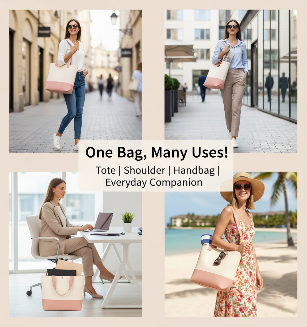 Light Pink & Beige Tote Bag