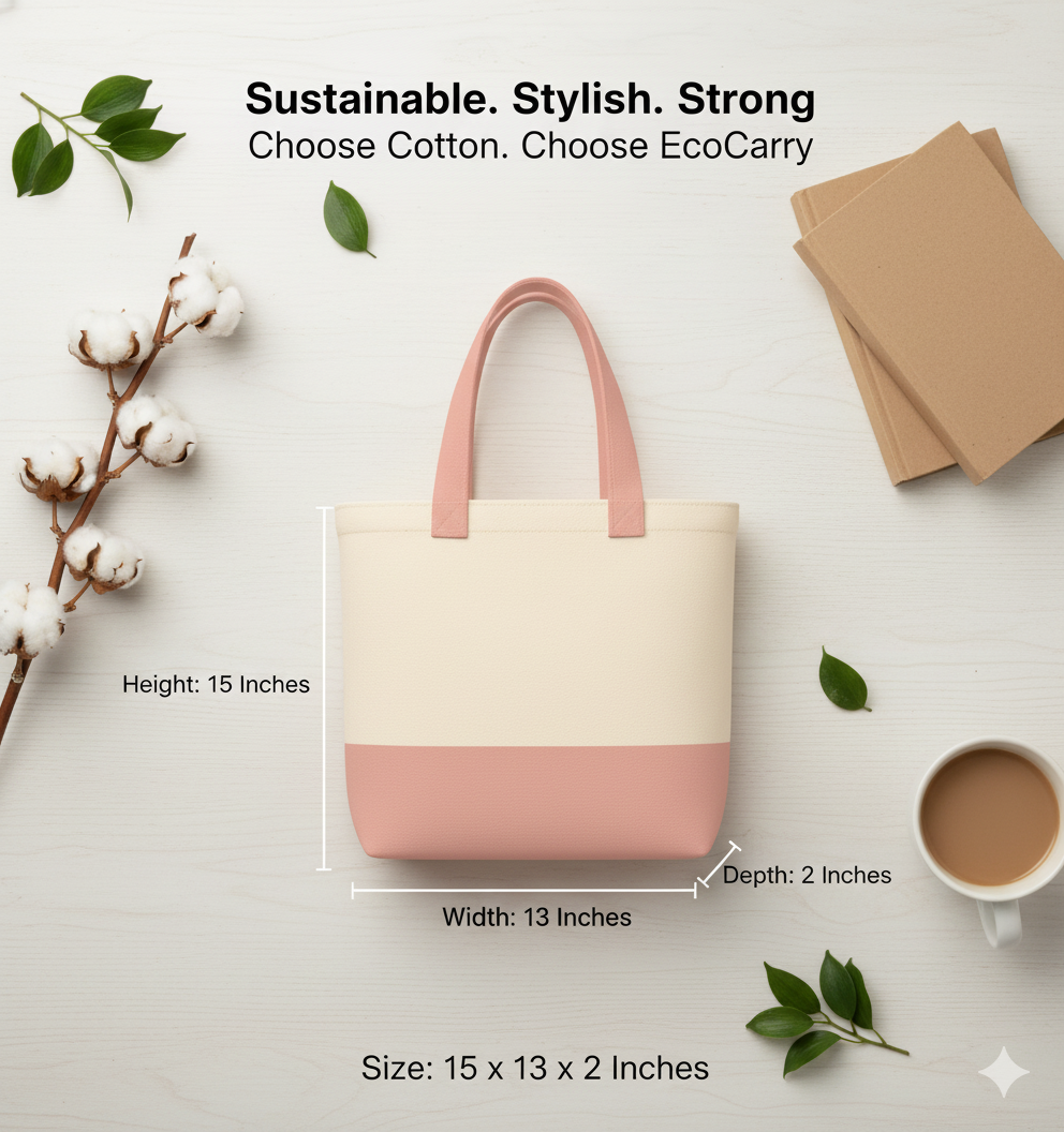 Light Pink & Beige Tote Bag