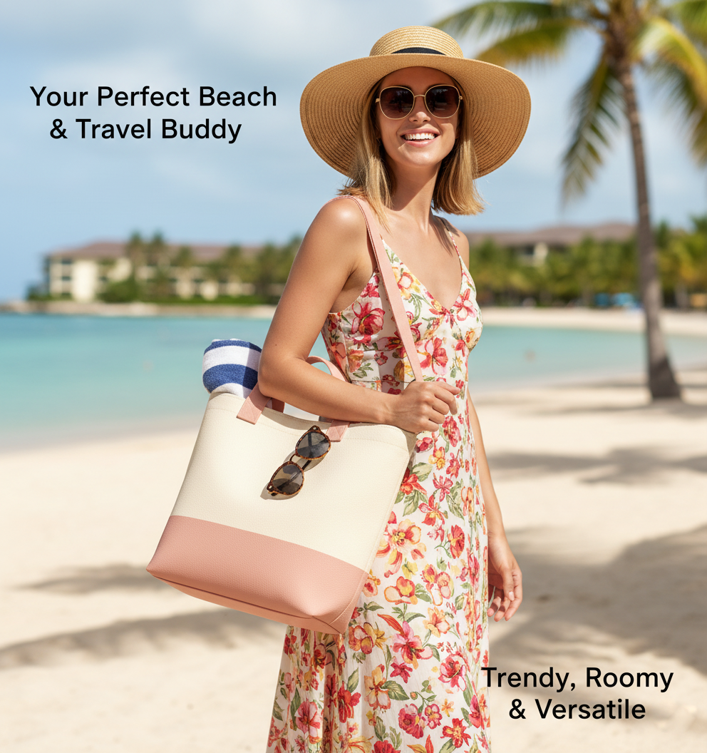 Light Pink & Beige Tote Bag