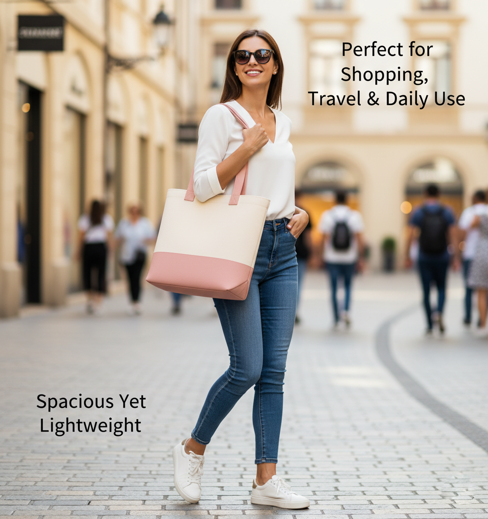 Light Pink & Beige Tote Bag