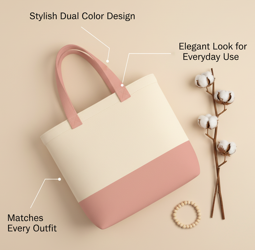 Light Pink & Beige Tote Bag