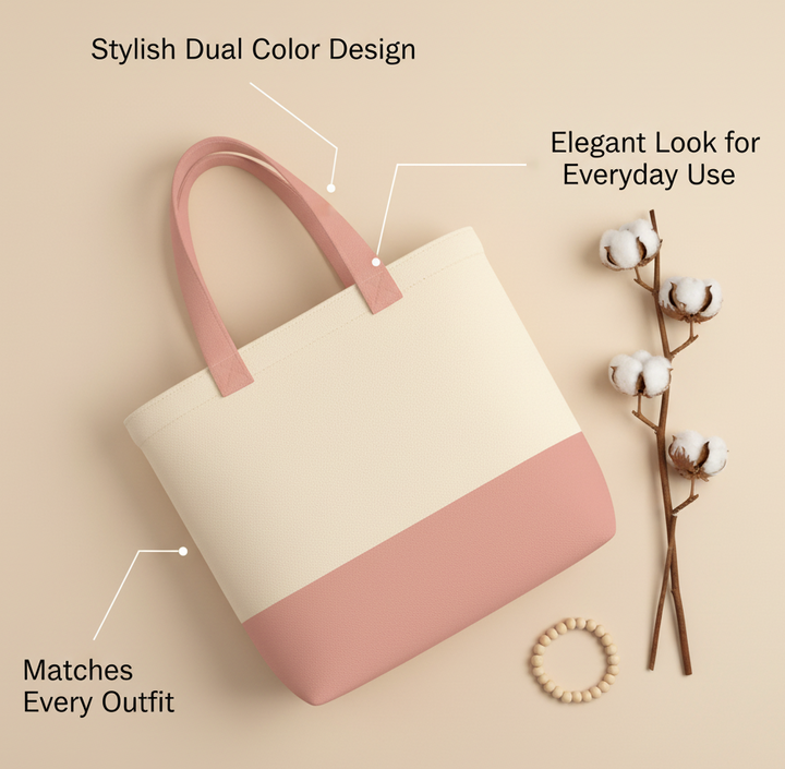 Light Pink & Beige Tote Bag