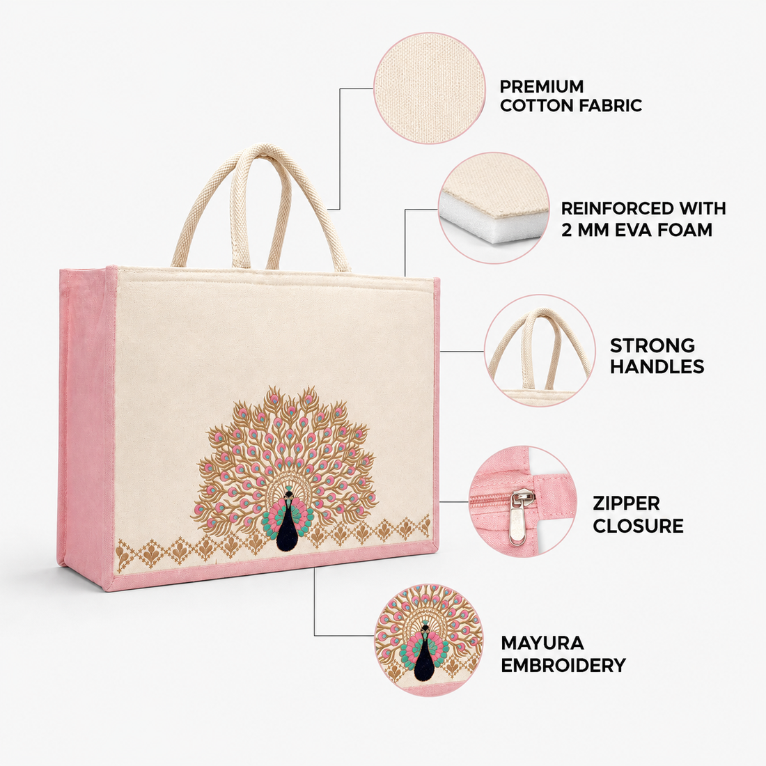 Plain Mayura Embroidered Hamper Bag