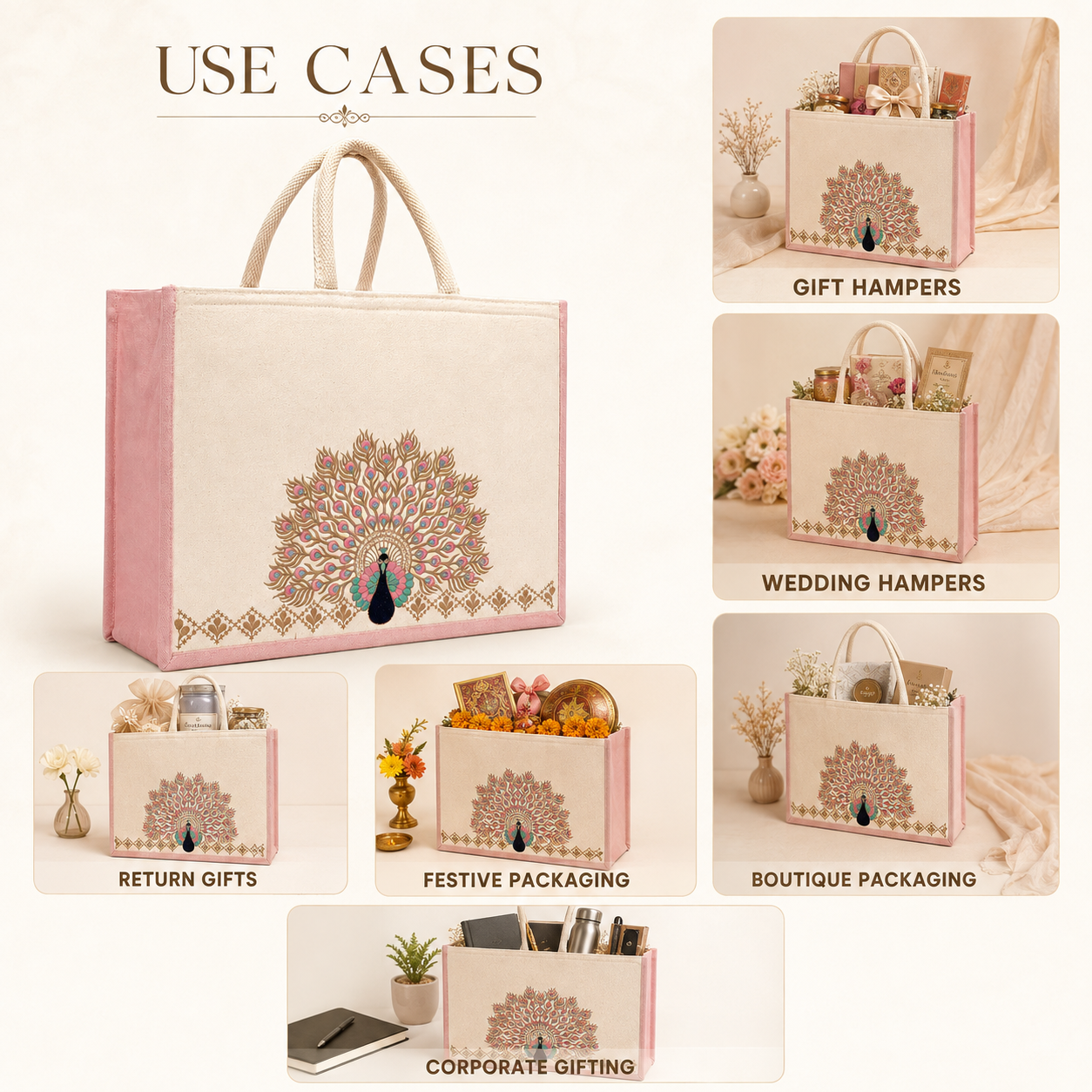 Plain Mayura Embroidered Hamper Bag