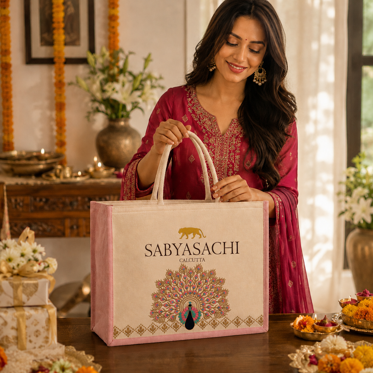 Mayura Embroidered Hamper Bag