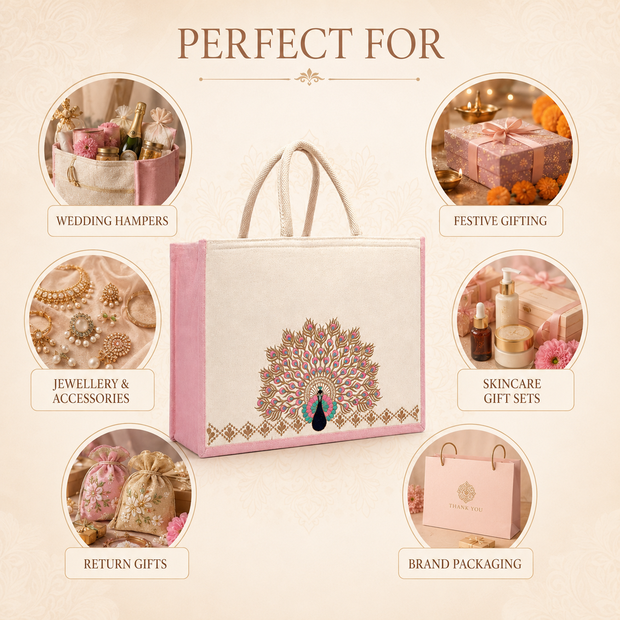 Plain Mayura Embroidered Hamper Bag
