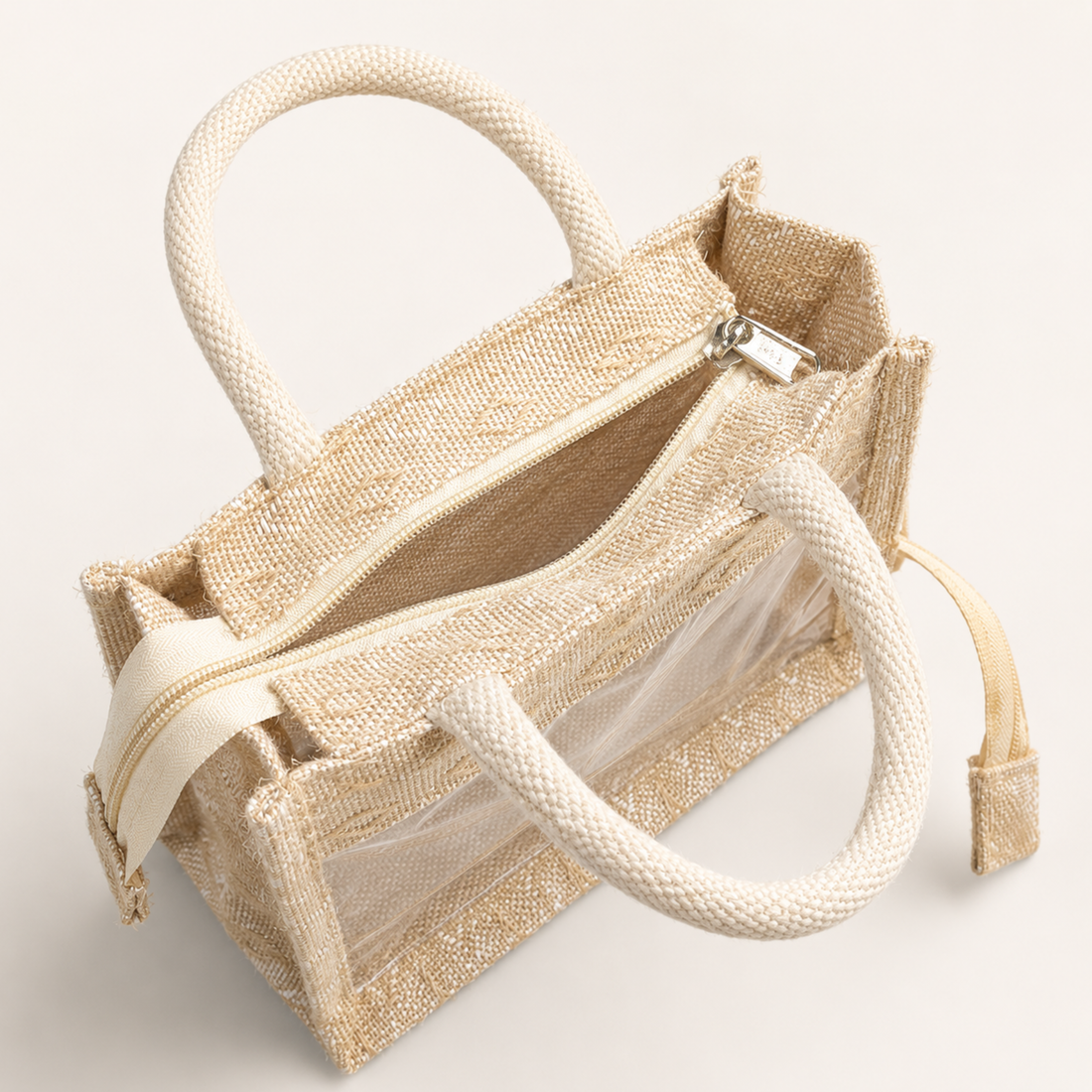 Mini Double Diamond Jute Bag with Window