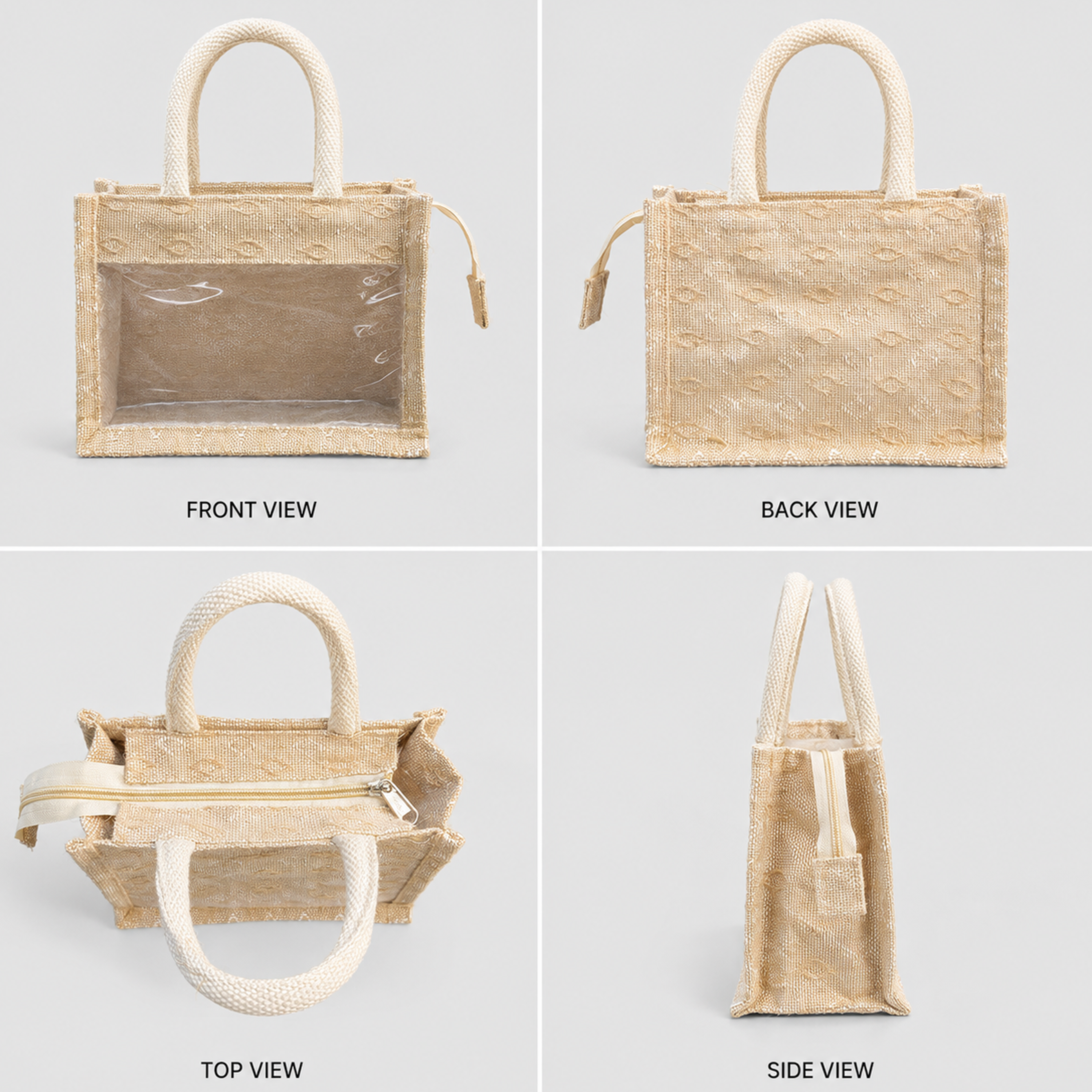 Mini Double Diamond Jute Bag with Window