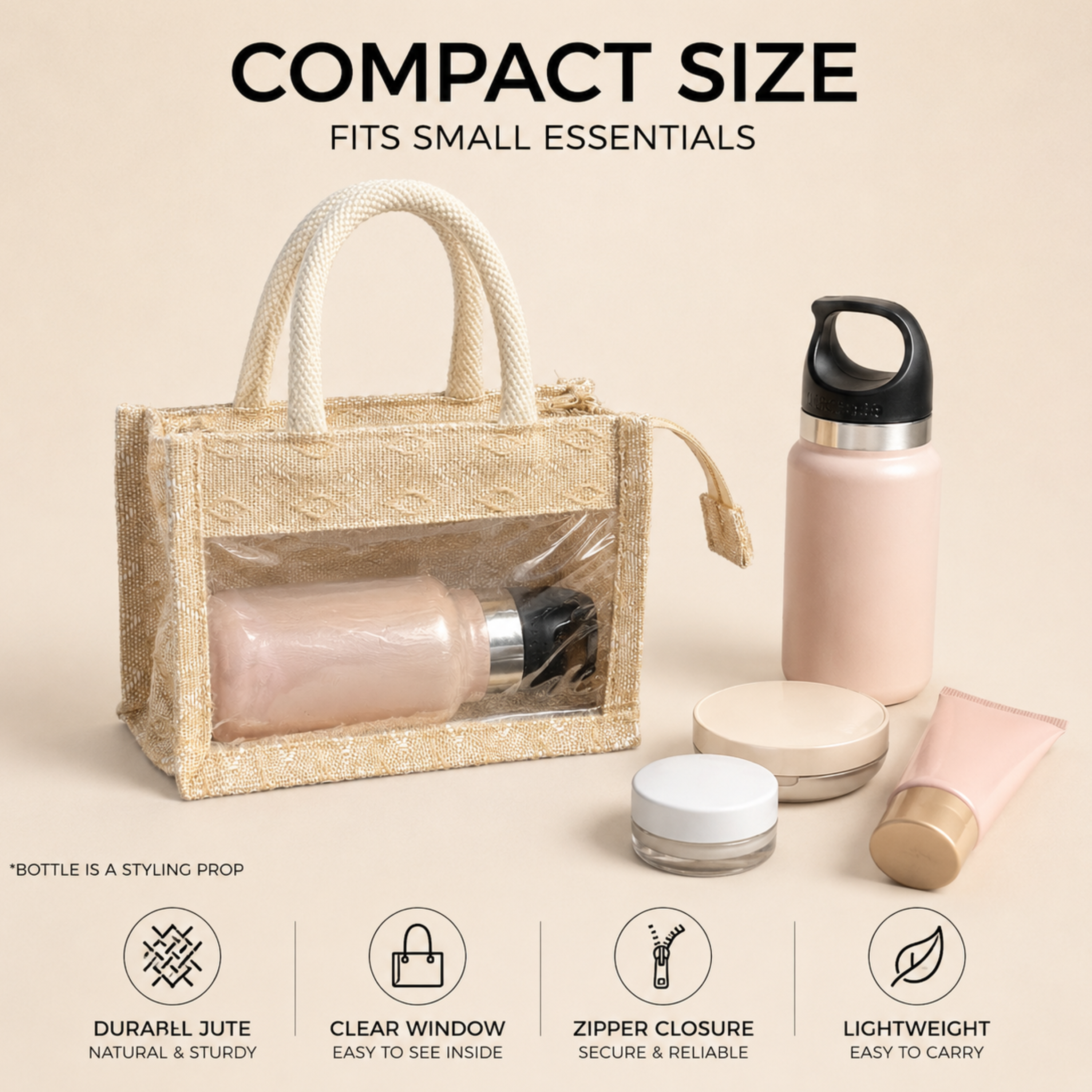 Mini Double Diamond Jute Bag with Window