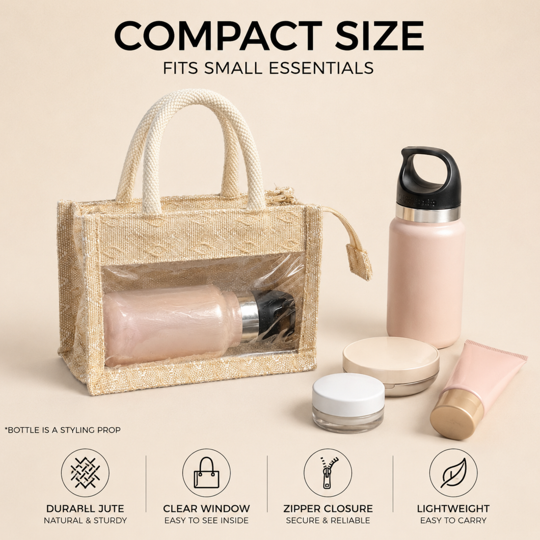 Mini Double Diamond Jute Bag with Window