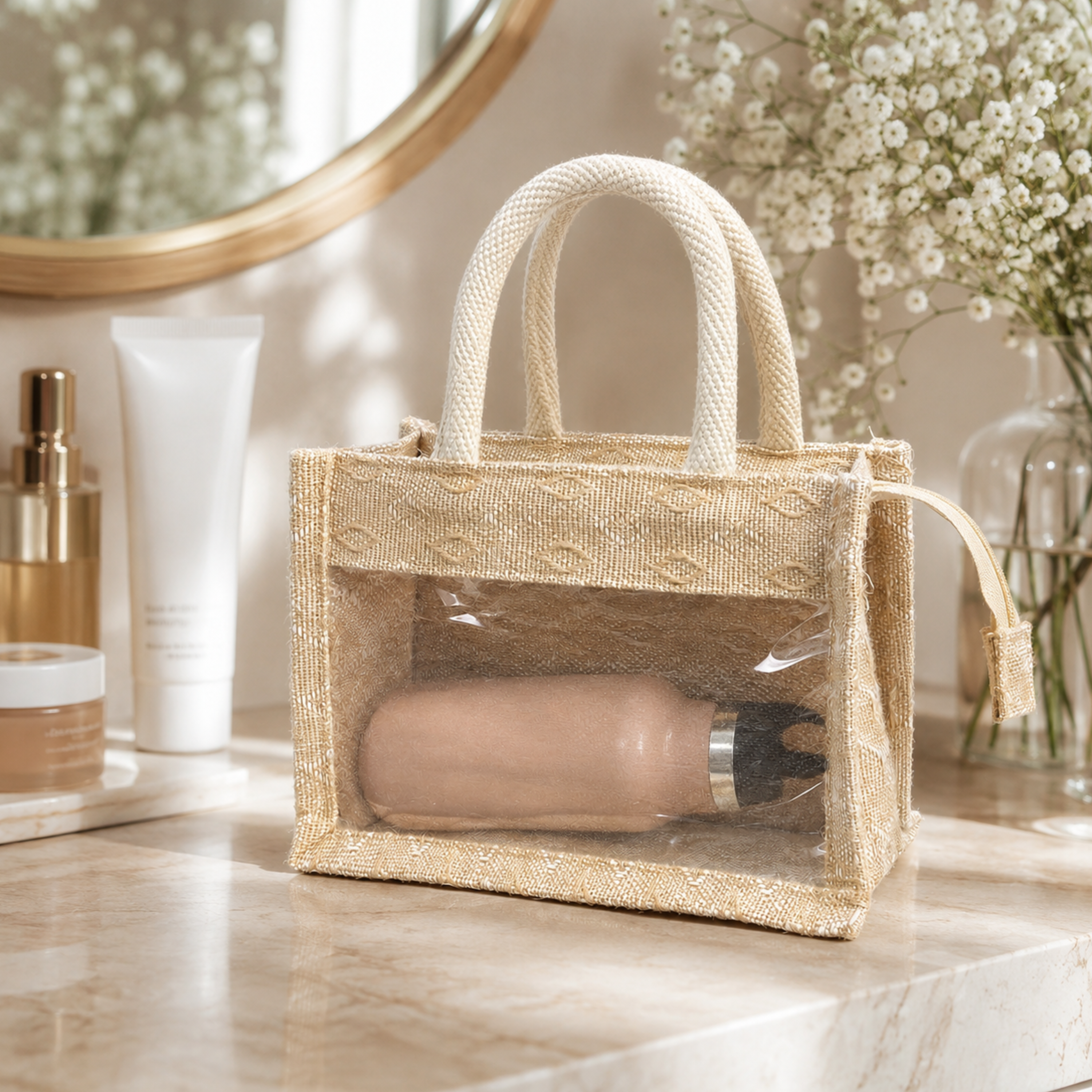 Mini Double Diamond Jute Bag with Window