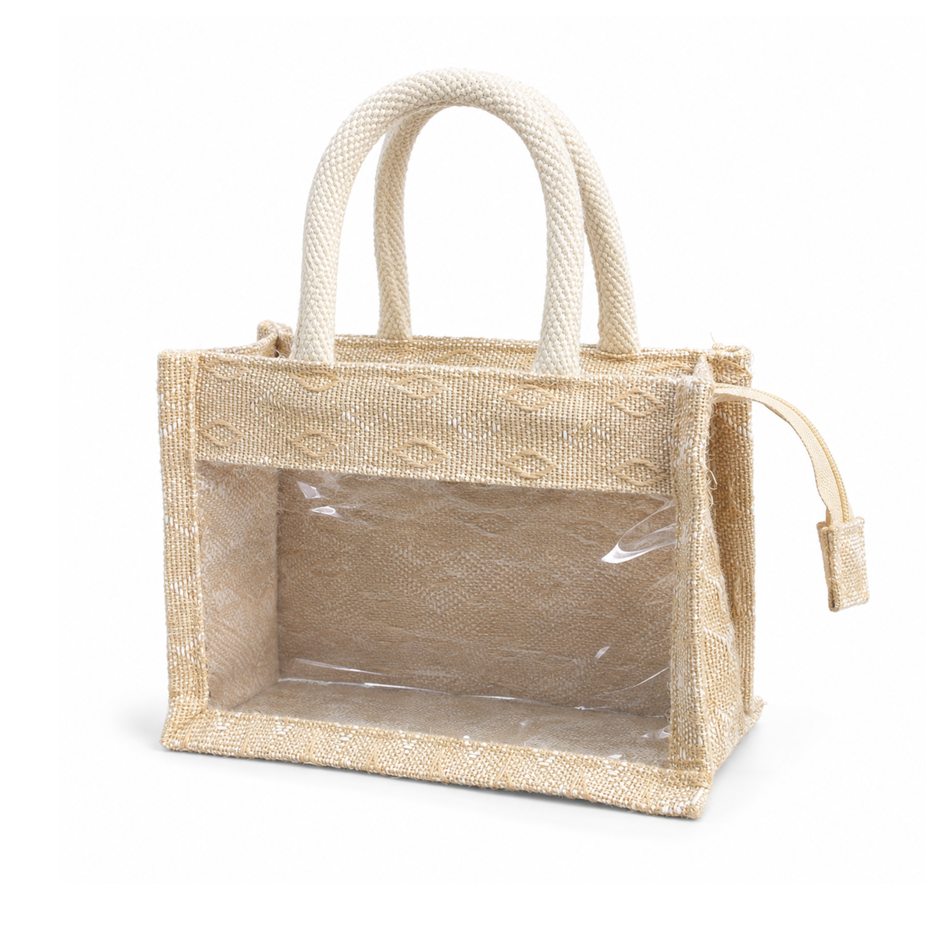 Mini Double Diamond Jute Bag with Window