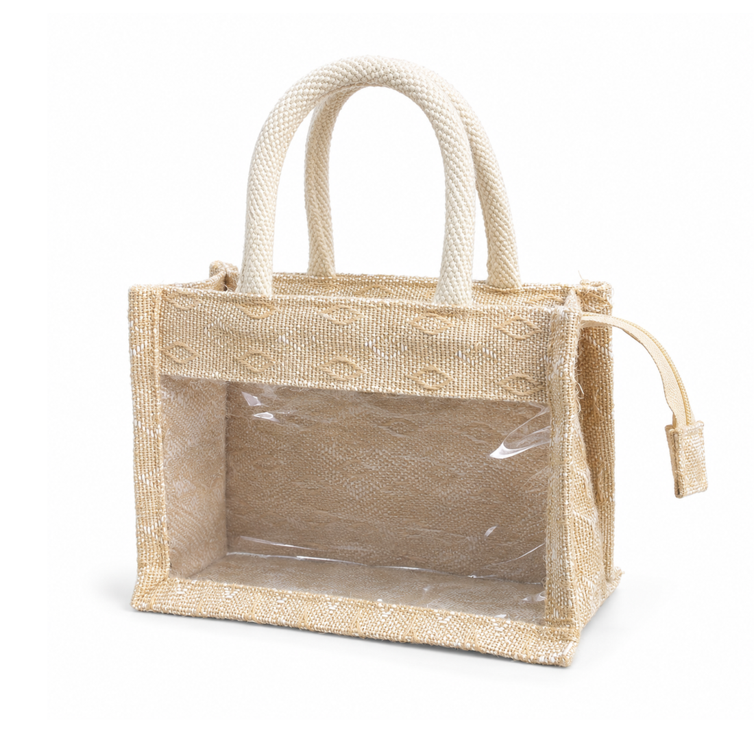 Mini Double Diamond Jute Bag with Window