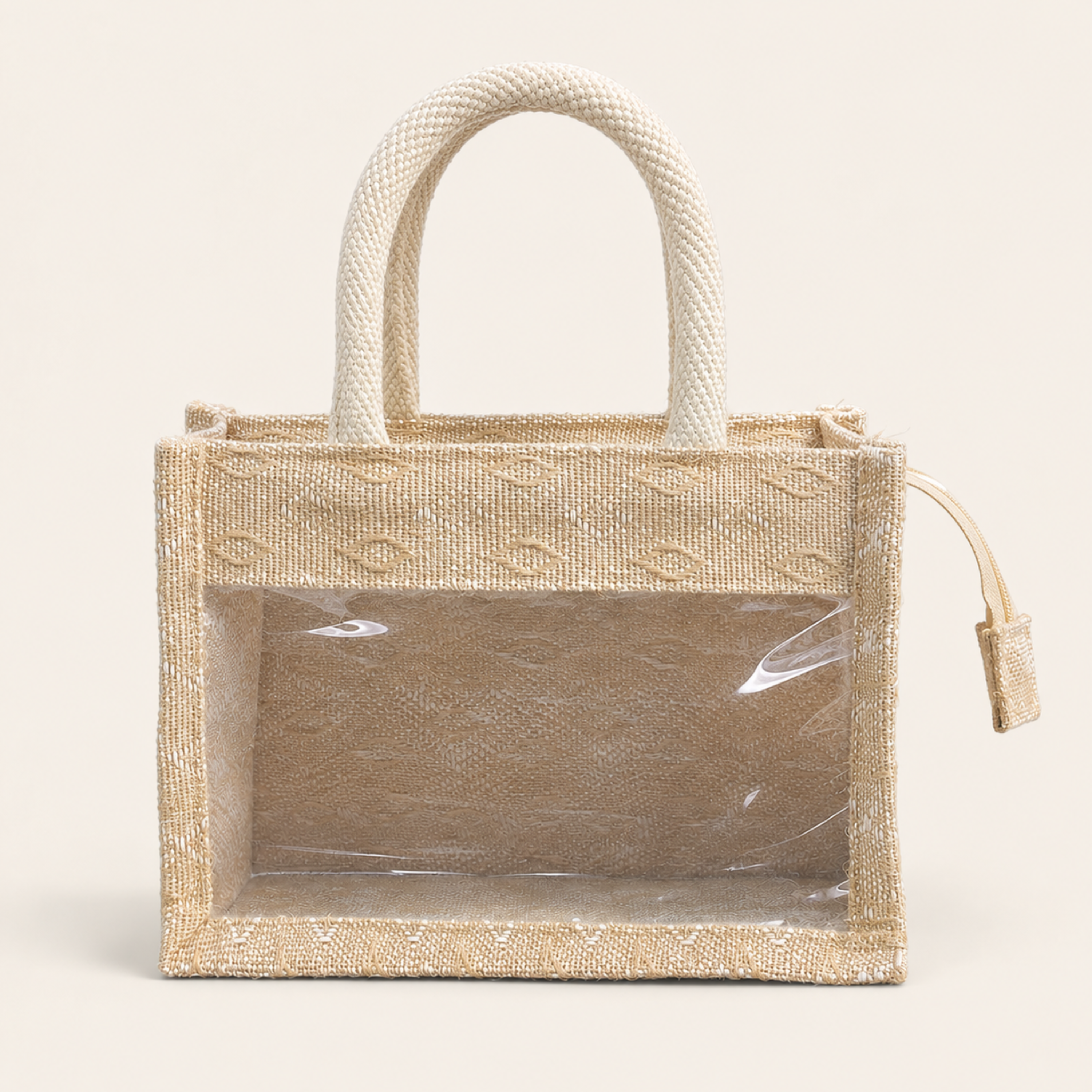 Mini Double Diamond Jute Bag with Window